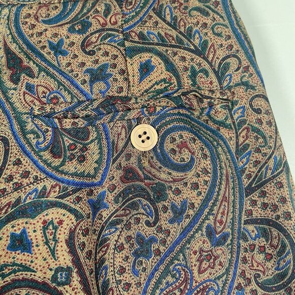 Vintage Talbots Pleated Trousers Pants Women 10 Wool Silk Paisley Office Classic - Picture 6 of 11